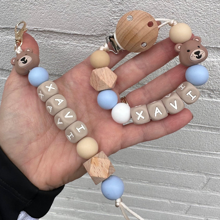 Speenkoord met naam - beertje blauw | MiniDulce
